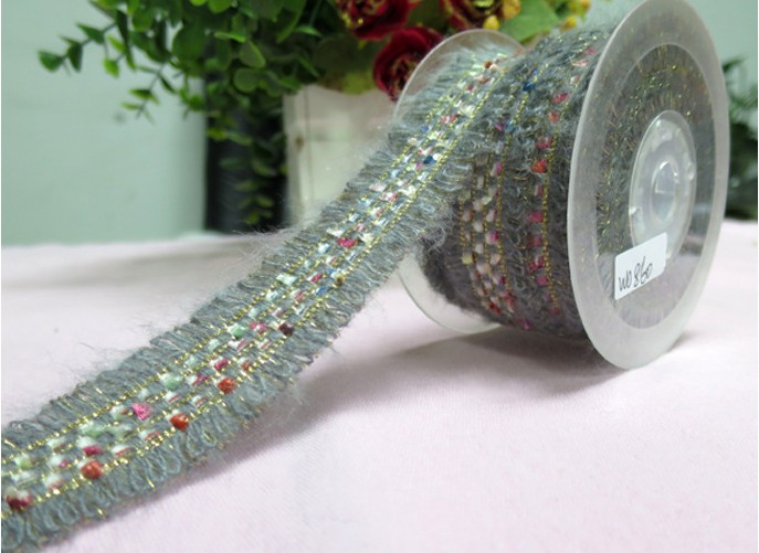 民族灰色小香風花邊織帶 韓國須須毛邊帶廠