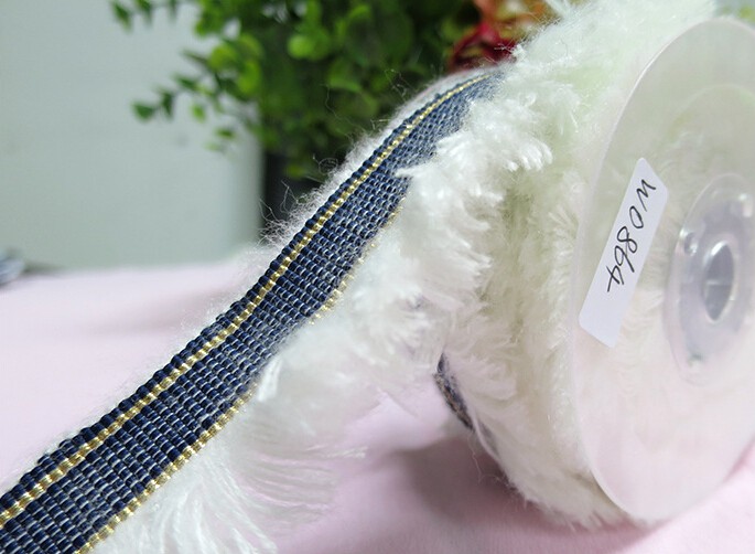 花邊織帶廠家直銷 3.5cm金間藍色DI