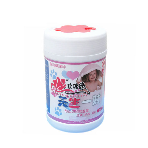 正品玫瑰緣嬰兒濕巾120片桶裝